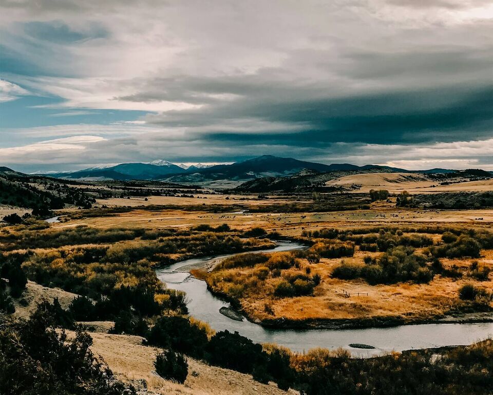 A river through a broad valley